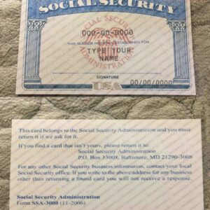 Texas editable social security card template