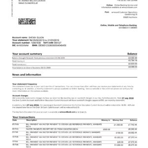 Wirecard bank Statement Free Download