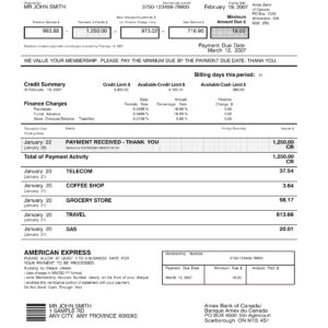Amex Air miles Gold Card Statement Free Download