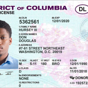 District of Columbia Driver License Template